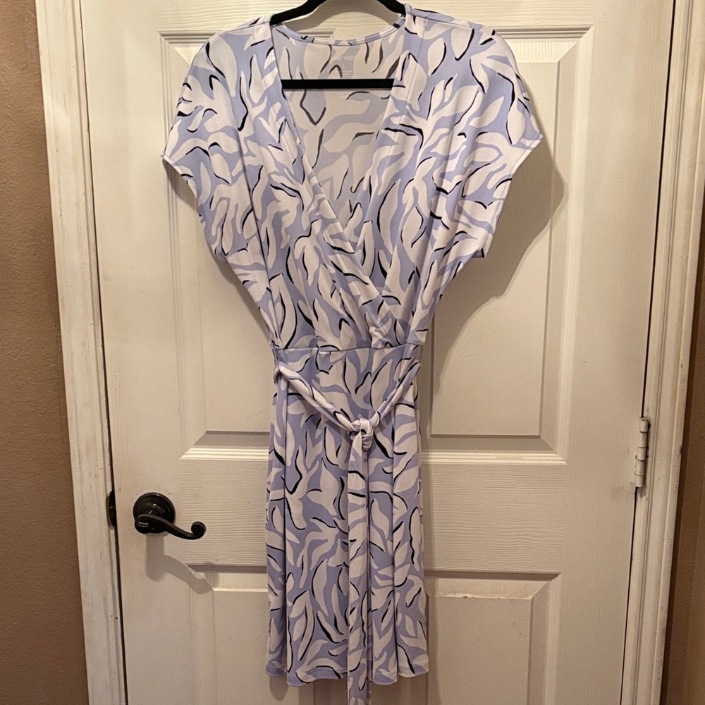 Nine West Blue and White Patterned Midi Dress